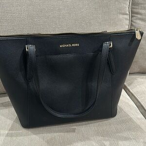 Michael Kors Medium Black Leather Tote Bag